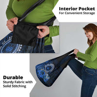 Talofa Samoa Grocery Bag Samoan Kava Bowl Siapo Pattern - Blue