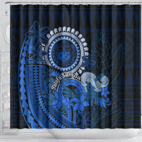Talofa Samoa Shower Curtain Samoan Kava Bowl Siapo Pattern - Blue LT14 - Polynesian Pride