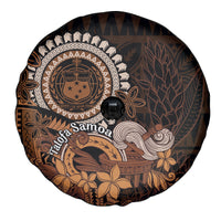 Talofa Samoa Spare Tire Cover Samoan Kava Bowl Siapo Pattern - Brown LT14 - Polynesian Pride