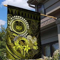 Lime Green Talofa Samoa Garden Flag Samoan Kava Bowl Siapo Pattern LT14 - Polynesian Pride