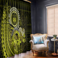 Lime Green Talofa Samoa Window Curtain Samoan Kava Bowl Siapo Pattern LT14 - Polynesian Pride