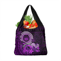 Purple Talofa Samoa Grocery Bag Samoan Kava Bowl Siapo Pattern