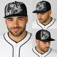 Black Aloha Hawaii Baseball Net Cap Polynesian Shark Tattoo With Plumeria - Polynesian Pride