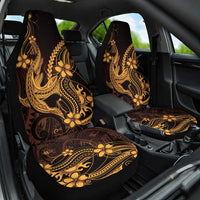 Gold Black Aloha Hawaii Car Seat Cover Polynesian Shark Tattoo With Plumeria LT14 One Size Gold - Polynesian Pride