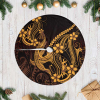 Gold Black Aloha Hawaii Tree Skirt Polynesian Shark Tattoo With Plumeria LT14 Casual Gold - Polynesian Pride