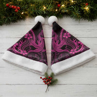 Pink Black Aloha Hawaii Christmas Santa Hat Polynesian Shark Tattoo With Plumeria - Polynesian Pride