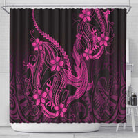 Pink Black Aloha Hawaii Shower Curtain Polynesian Shark Tattoo With Plumeria LT14 - Polynesian Pride