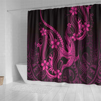 Pink Black Aloha Hawaii Shower Curtain Polynesian Shark Tattoo With Plumeria LT14 - Polynesian Pride