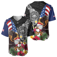 United States and American Samoa Baseball Jersey USA Flag Eagle With Seal Tropical Flowers