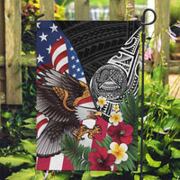 United States and American Samoa Garden Flag USA Flag Eagle With Seal Tropical Flowers