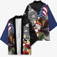 United States and American Samoa Kimono USA Flag Eagle With Seal Tropical Flowers