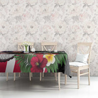 United States and American Samoa Tablecloth USA Flag Eagle With Seal Tropical Flowers
