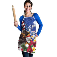 United States and Northern Mariana Islands Apron USA Flag Eagle CNMI Latte Stone Tropical Flowers