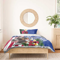 United States and Northern Mariana Islands Bedding Set USA Flag Eagle CNMI Latte Stone Tropical Flowers