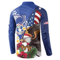 United States and Northern Mariana Islands Button Sweatshirt USA Flag Eagle CNMI Latte Stone Tropical Flowers