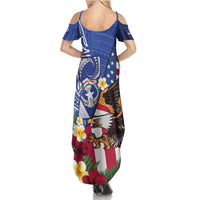 United States and Northern Mariana Islands Family Matching Summer Maxi Dress and Hawaiian Shirt USA Flag Eagle CNMI Latte Stone Tropical Flowers LT14 - Polynesian Pride