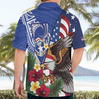 United States and Northern Mariana Islands Hawaiian Shirt USA Flag Eagle CNMI Latte Stone Tropical Flowers LT14 - Polynesian Pride
