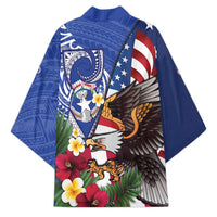 United States and Northern Mariana Islands Kimono USA Flag Eagle CNMI Latte Stone Tropical Flowers
