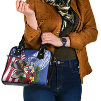 United States and Northern Mariana Islands Shoulder Handbag USA Flag Eagle CNMI Latte Stone Tropical Flowers