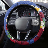 United States and Northern Mariana Islands Steering Wheel Cover USA Flag Eagle CNMI Latte Stone Tropical Flowers