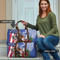 United States and Northern Mariana Islands Travel Bag USA Flag Eagle CNMI Latte Stone Tropical Flowers LT14 - Polynesian Pride