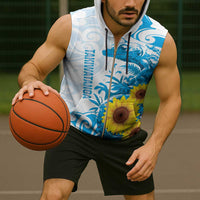 New Zealand Autism Awareness Month Sleeveless Zip Hoodie Takiwatanga Maori Lizard With Sunflower - Polynesian Pride