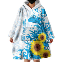 New Zealand Autism Awareness Month Wearable Blanket Hoodie Takiwatanga Maori Lizard With Sunflower