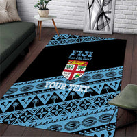 Fiji Rugby 2025 Custom Area Rug Fijian Tapa Toso Viti Toso - Black