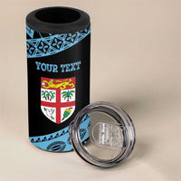 Fiji Rugby 2025 Custom 4 in 1 Can Cooler Tumbler Fijian Tapa Toso Viti Toso - Black