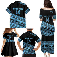 Fiji Rugby 2025 Custom Family Matching Puletasi and Hawaiian Shirt Fijian Tapa Toso Viti Toso - Black