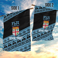 Fiji Rugby 2025 Custom Garden Flag Fijian Tapa Toso Viti Toso - Black