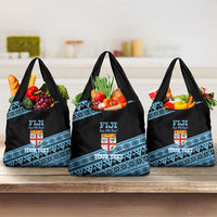 Fiji Rugby 2025 Custom Grocery Bag Fijian Tapa Toso Viti Toso - Black