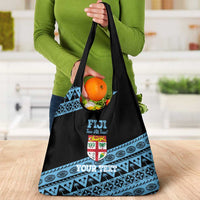Fiji Rugby 2025 Custom Grocery Bag Fijian Tapa Toso Viti Toso - Black