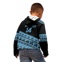 Fiji Rugby 2025 Custom Kid Hoodie Fijian Tapa Toso Viti Toso - Black