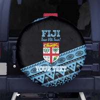 Fiji Rugby 2025 Custom Spare Tire Cover Fijian Tapa Toso Viti Toso - Black