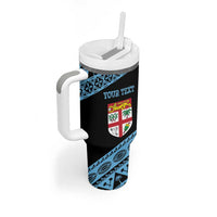 Fiji Rugby 2025 Custom Tumbler With Handle Fijian Tapa Toso Viti Toso - Black