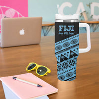 Fiji Rugby 2025 Custom Tumbler With Handle Fijian Tapa Toso Viti Toso - Black