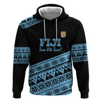 Fiji Rugby 2025 Custom Zip Hoodie Fijian Tapa Toso Viti Toso - Black
