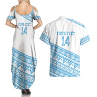 Fiji Rugby 2025 Custom Couples Matching Summer Maxi Dress and Hawaiian Shirt Fijian Tapa Toso Viti Toso - White