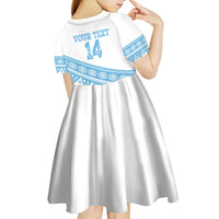 Fiji Rugby 2025 Custom Kid Short Sleeve Dress Fijian Tapa Toso Viti Toso - White