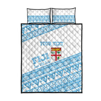 Fiji Rugby 2025 Custom Quilt Bed Set Fijian Tapa Toso Viti Toso - White