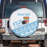 Fiji Rugby 2025 Custom Spare Tire Cover Fijian Tapa Toso Viti Toso - White