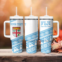 Fiji Rugby 2025 Custom Tumbler With Handle Fijian Tapa Toso Viti Toso - White