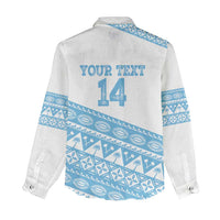 Fiji Rugby 2025 Custom Women Casual Shirt Fijian Tapa Toso Viti Toso - White LT14 - Polynesian Pride