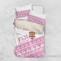 Fiji Rugby 2025 Custom Bedding Set Fijian Tapa Toso Viti Toso - Pink