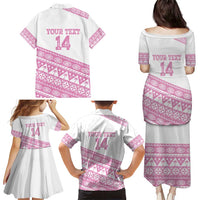 Fiji Rugby 2025 Custom Family Matching Puletasi and Hawaiian Shirt Fijian Tapa Toso Viti Toso - Pink