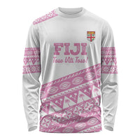 Fiji Rugby 2025 Custom Long Sleeve Shirt Fijian Tapa Toso Viti Toso - Pink