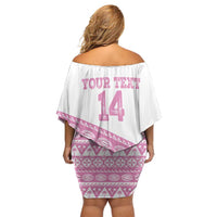 Fiji Rugby 2025 Custom Off Shoulder Short Dress Fijian Tapa Toso Viti Toso - Pink