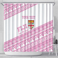 Fiji Rugby 2025 Custom Shower Curtain Fijian Tapa Toso Viti Toso - Pink