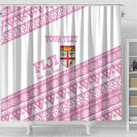 Fiji Rugby 2025 Custom Shower Curtain Fijian Tapa Toso Viti Toso - Pink